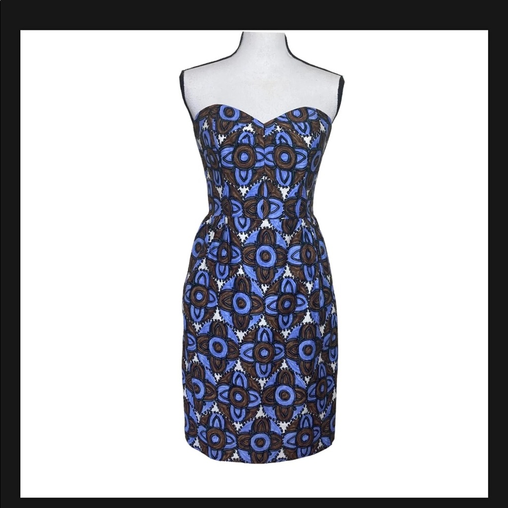 MILLY Batik Printed Strapless Mini Party Dress Size 4